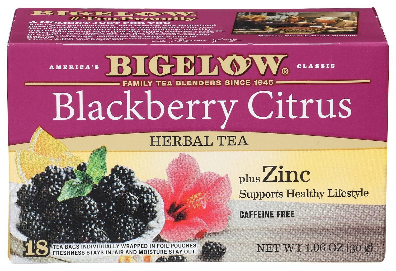 Bigelow Blackberry Citrus Herbal Tea Plus Zinc