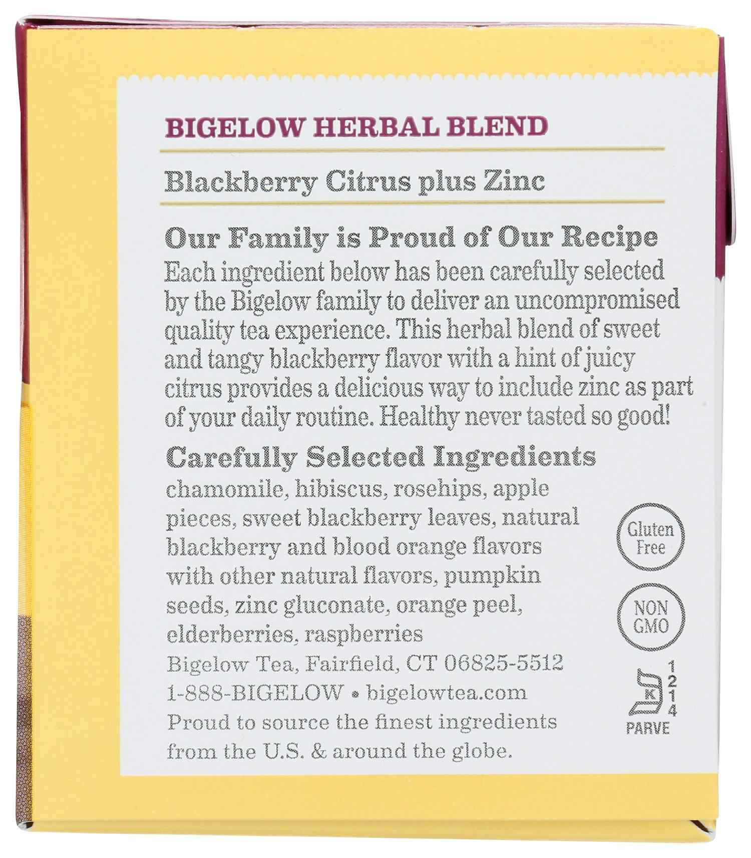 Bigelow Blackberry Citrus Herbal Tea Plus Zinc