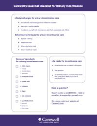 checklist for urinary incontinence care